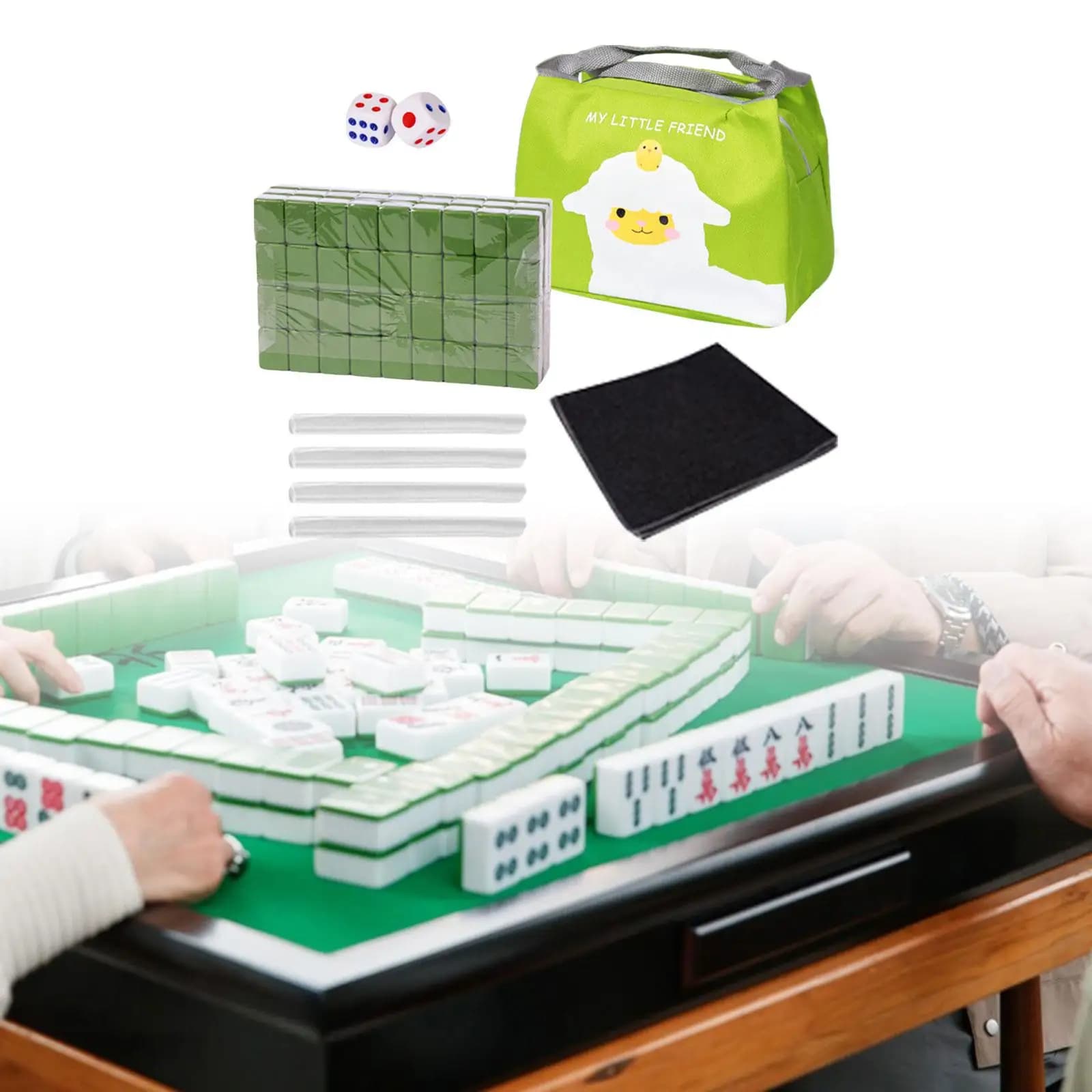 Set da viaggio Mini Mahjong con 144 tessere, gioco da tavolo portatile tradizionale cinese