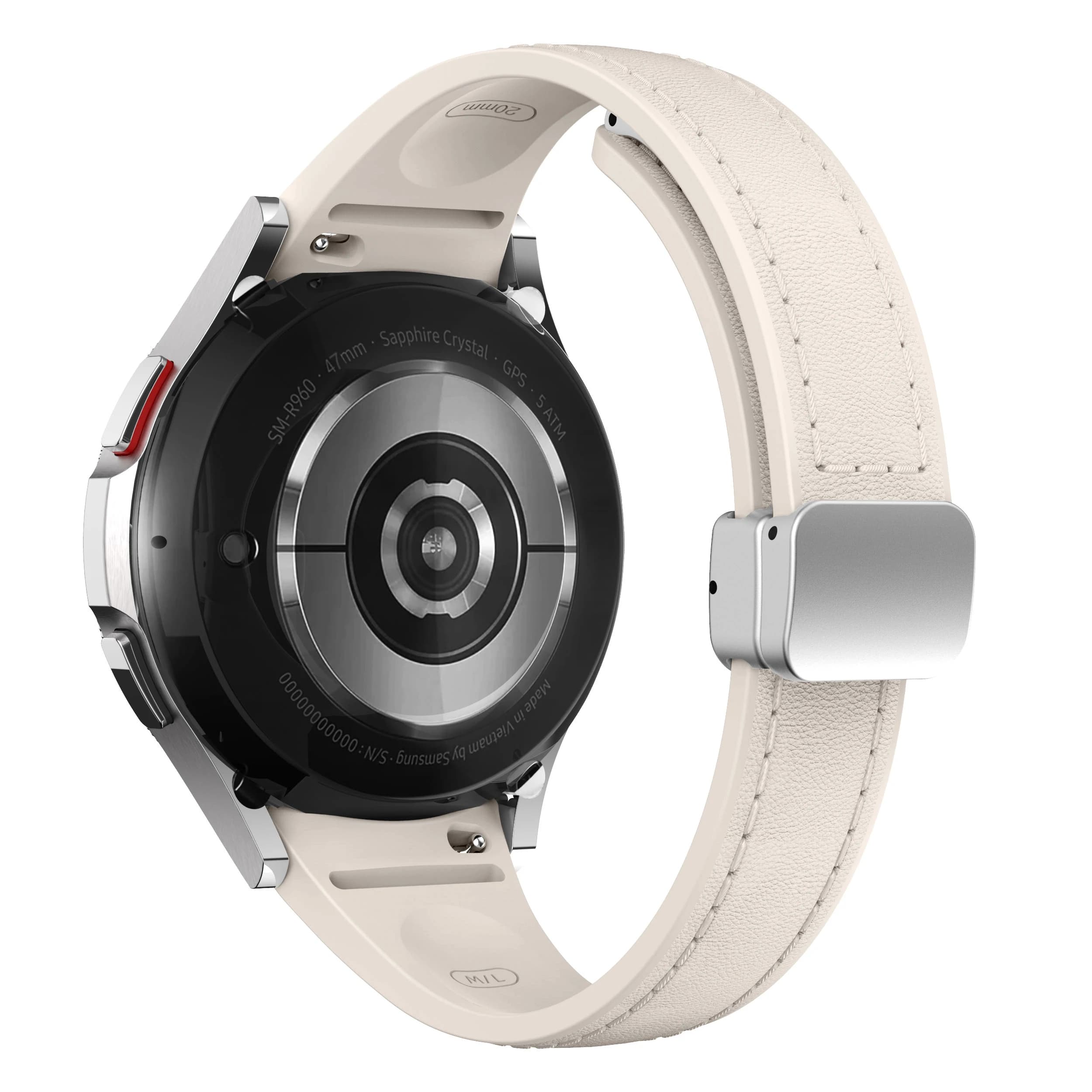 Cinturino in pelle sottile + Silicone per Samsung Galaxy Watch 6 4 Classic 46mm 47mm 40mm bracciale magnetico Galaxy Watch 5 Pro 45mm bands