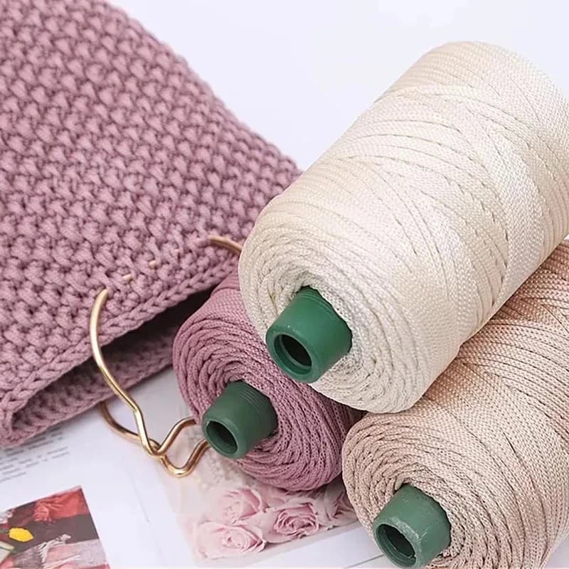 Corda leggera da 3 mm per uncinetto, filato cavo fresco per uncinetto, cappello estivo, filati spessi per lavori a maglia, borsa, cappello, cuscino, Natale