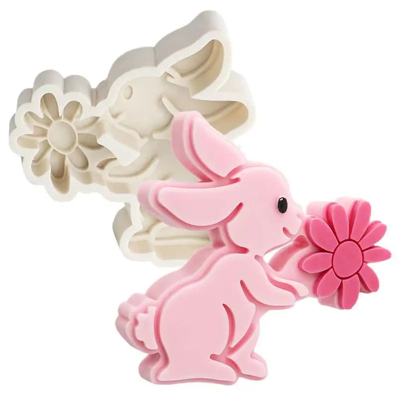 Stampo in silicone per coniglio Stampo in silicone per colata in resina a forma di coniglietto Forniture per candele Decorazione da tavolo fatta a mano di buona Pasqua