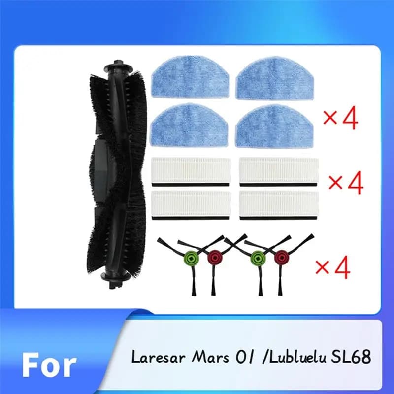 B53C 13 pezzi per Laresar Mars 01 / Lubluelu SL68 Accessori per robot aspirapolvere: spazzola a rullo, spazzola laterale, filtro HEPA, panno lavapavimenti