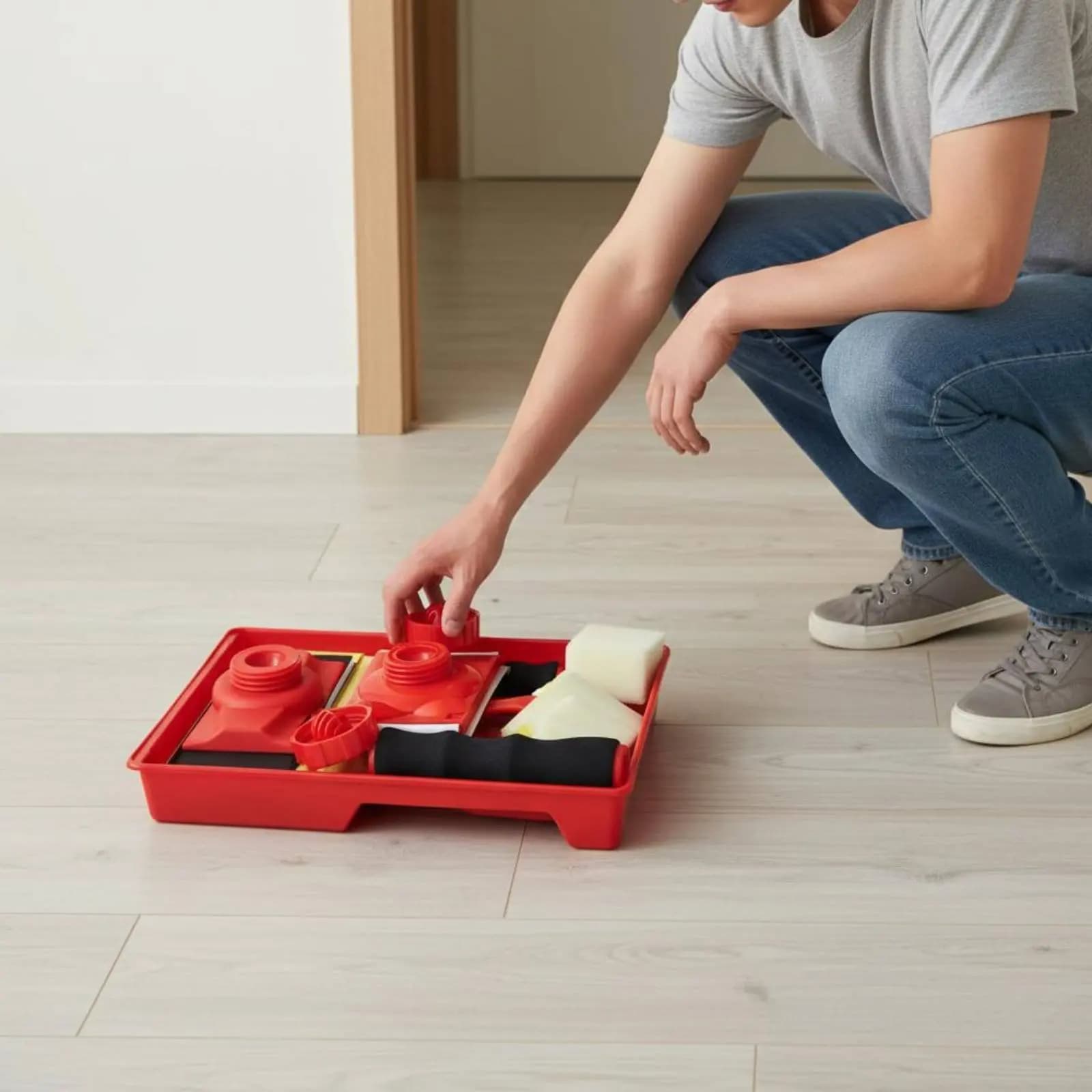 Rullo per Pittura con Manico Girevole, Kit Rullo in Schiuma Facile da Pulire, Strumento per Pittura con Vassoio Riutilizzabile e Base Antiscivolo