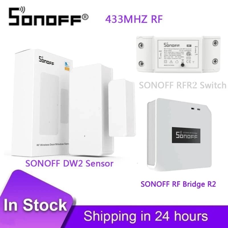 SONOFF DW2-RF – Sensore wireless per porte/finestre RF 433 MHz Allarme di sicurezza domestica intelligente Funziona con SONOFF RF433 MHz Bridge EweLink IFTTT