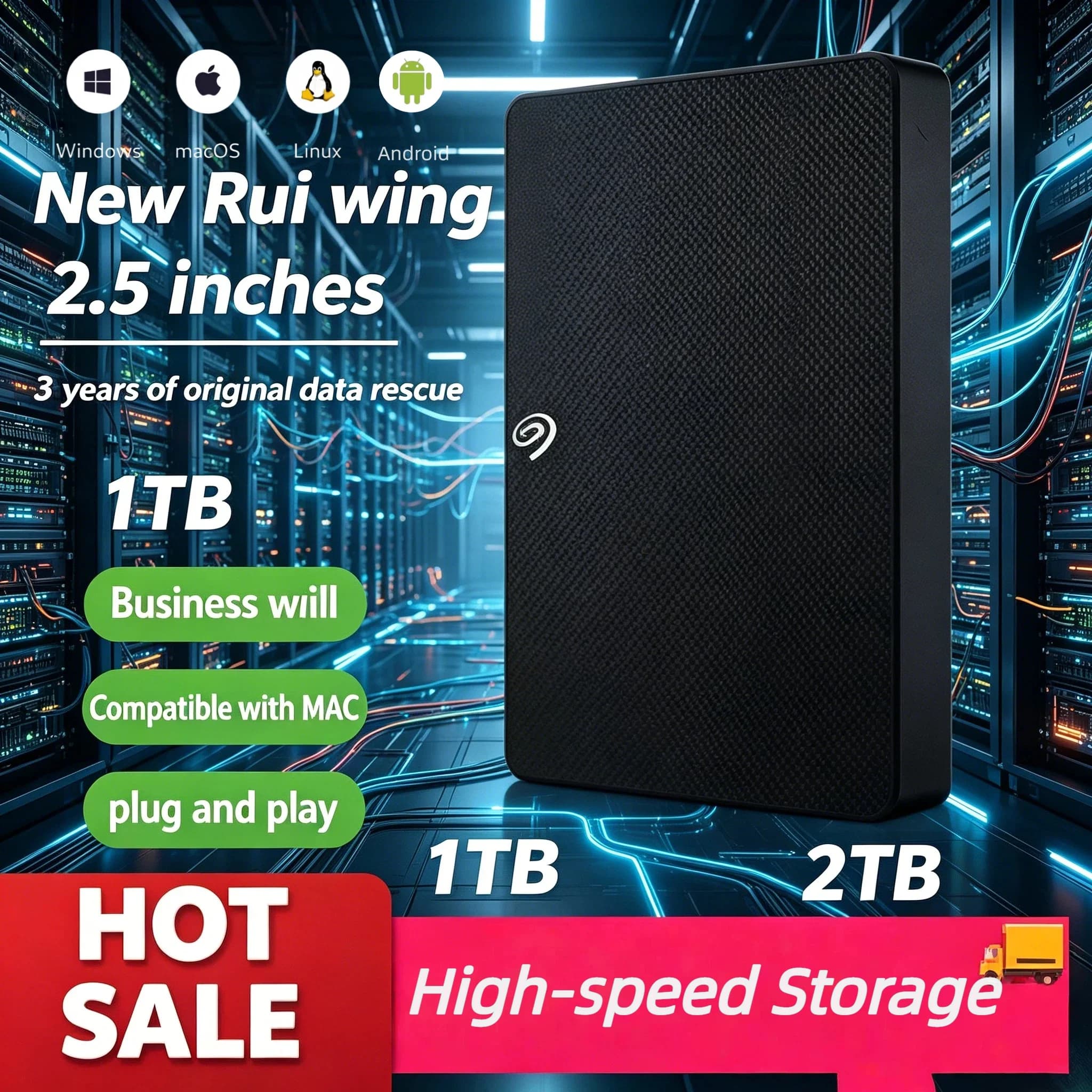 OEM per Seagate Expansion 500GB 1TB 2TB USB3.0 Disco Rigido Esterno Portatile da 2,5 Pollici per PC Mac Laptop