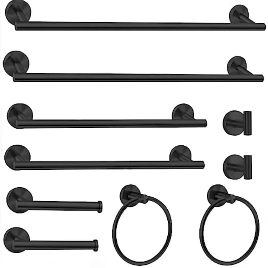 Set di accessori per il bagno opachi da 0 pezzi, set di accessori per il bagno da 2 pezzi, confezione da 5 pezzi, include porta carta igienica da 24 pollici, porta asciugamani da 16 pollici