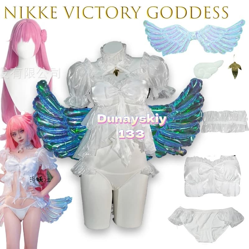 Donne sexy NIKKE Dorothy Victory Dea Cosplay Costumi da bagno Personaggio anime Costume da bagno bianco Shu Parrucca Vestito di carnevale estivo