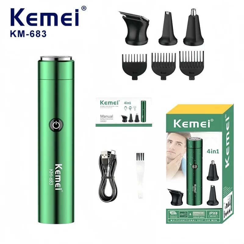 Kemei KM-683 Electric Razor 4 in 1 – Multifunctional hair cutter for nose, Detailer for beard, Trimmer for bases – Men's grooming kit