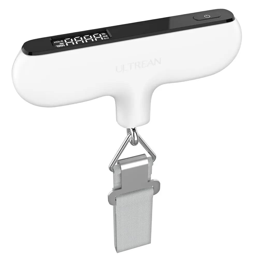 Portable 110lb Digital Luggage Scale with Rubber Coating, Hook, and Included Battery