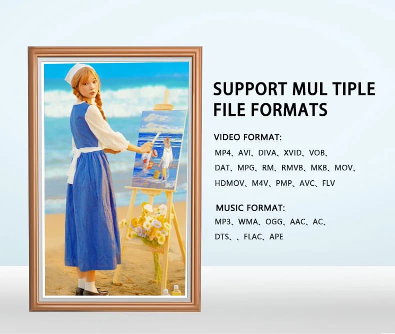Cornice Digitale LCD 43 Pollici Grande Formato per Arte e Immagini, Riproduzione Video 4K, Memoria, Galleria, Wi-Fi, Multi-OSD, NFT
