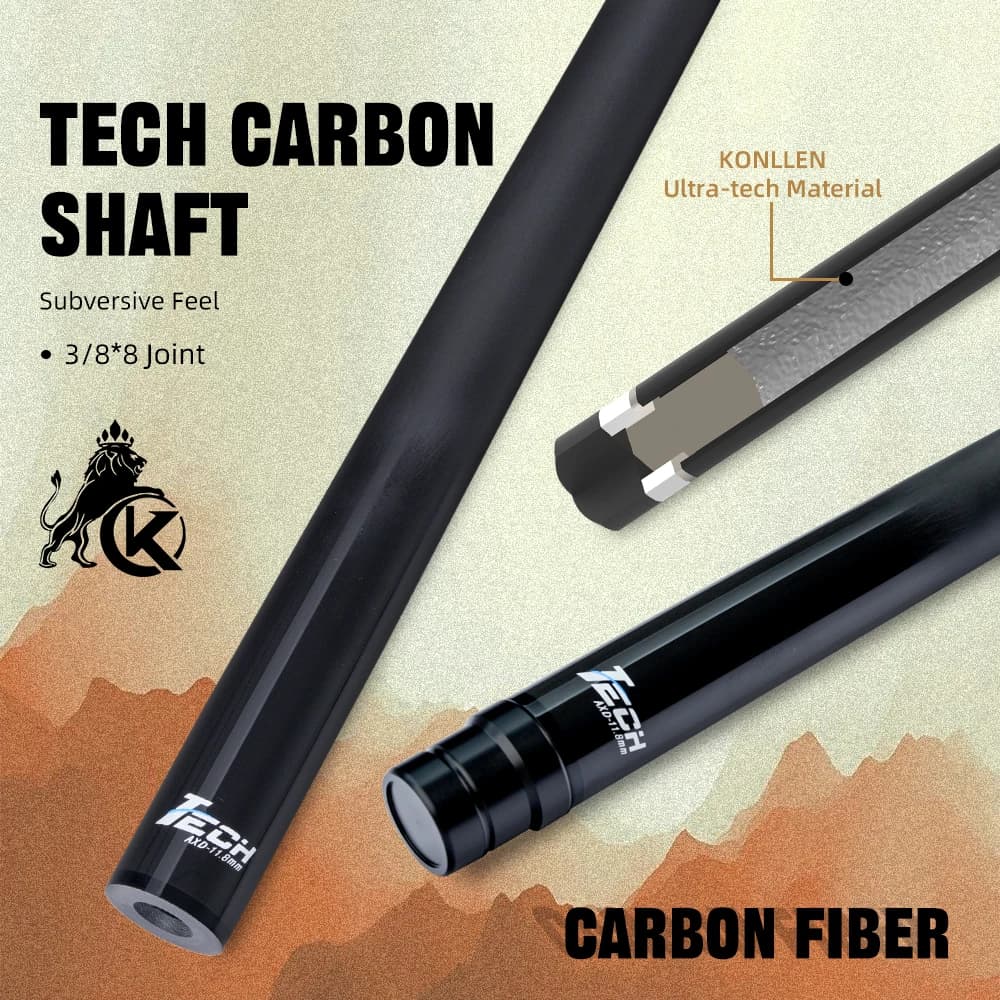 KONLLEN Carbon Fiber Shaft with Professional Carbon Shaft 3/8*8 Joint 11.8mm Tip Pool Cue for Billiard Cue Stick