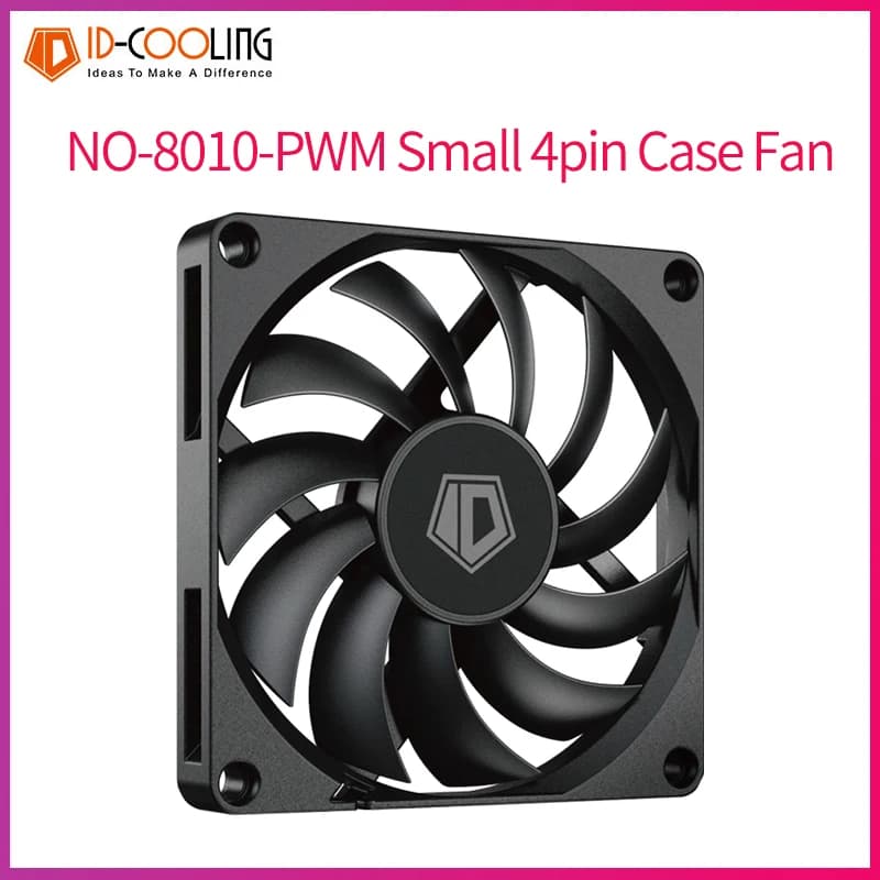 ID-COOLING NO-8010-PWM Small 4pin Case Fan 8cm Ultra-thin Fan 8010 Temperature Controlled Computer Case CPU Heat Sink PC Fan