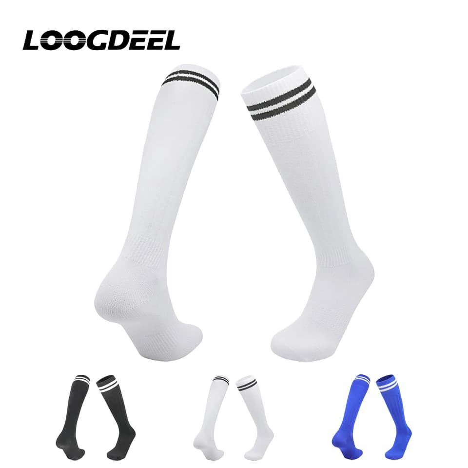 Loogdeel 1 pair of professional football socks, long running socks, compression elastic sports socks on the knee to jump with rope