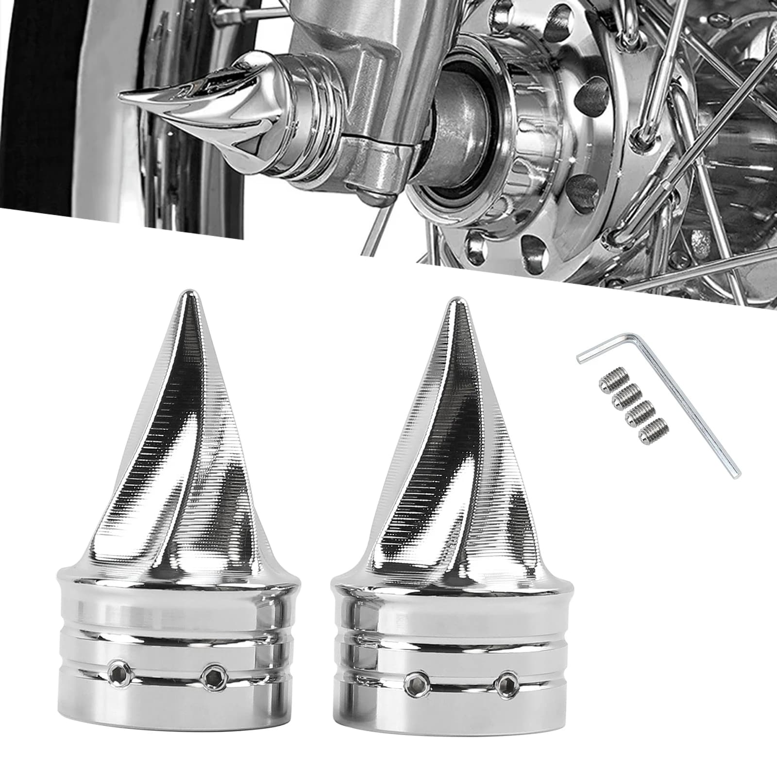 Moto Chrome Assale Anteriore Tappo Dado Coperture Tappi Intrecciati Per Harley Sportster Touring Road King FLHX Dyna Softail Fat Boy 08-23