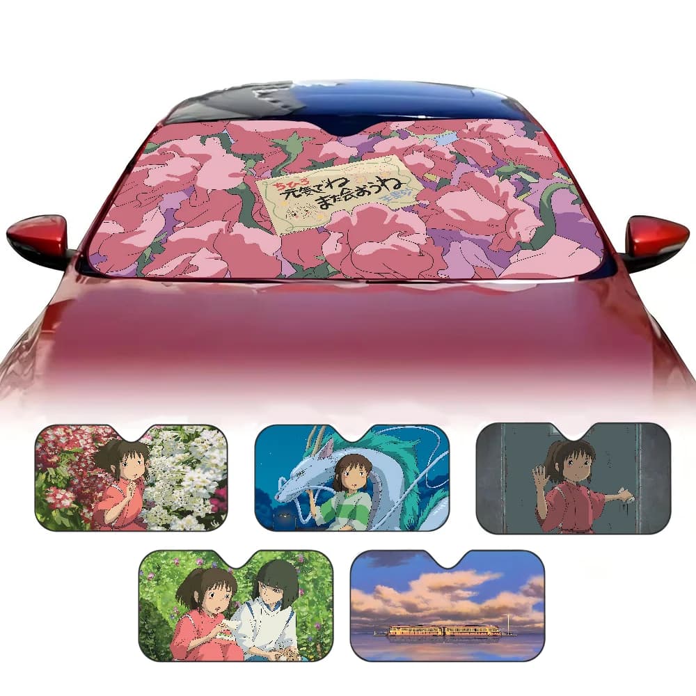 S-Spirited Away Moda Carino Estate Auto Parasole Parabrezza Anteriore Parasole Protezione Solare Isolamento Termico Parasole Ombrello