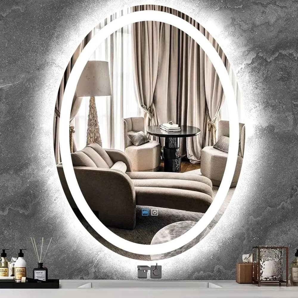 Specchio ovale da bagno 30 x 20 pollici con luci, 3 colori dimmerabili, memoria, luci posteriori, specchio ovale a LED illuminato per il trucco
