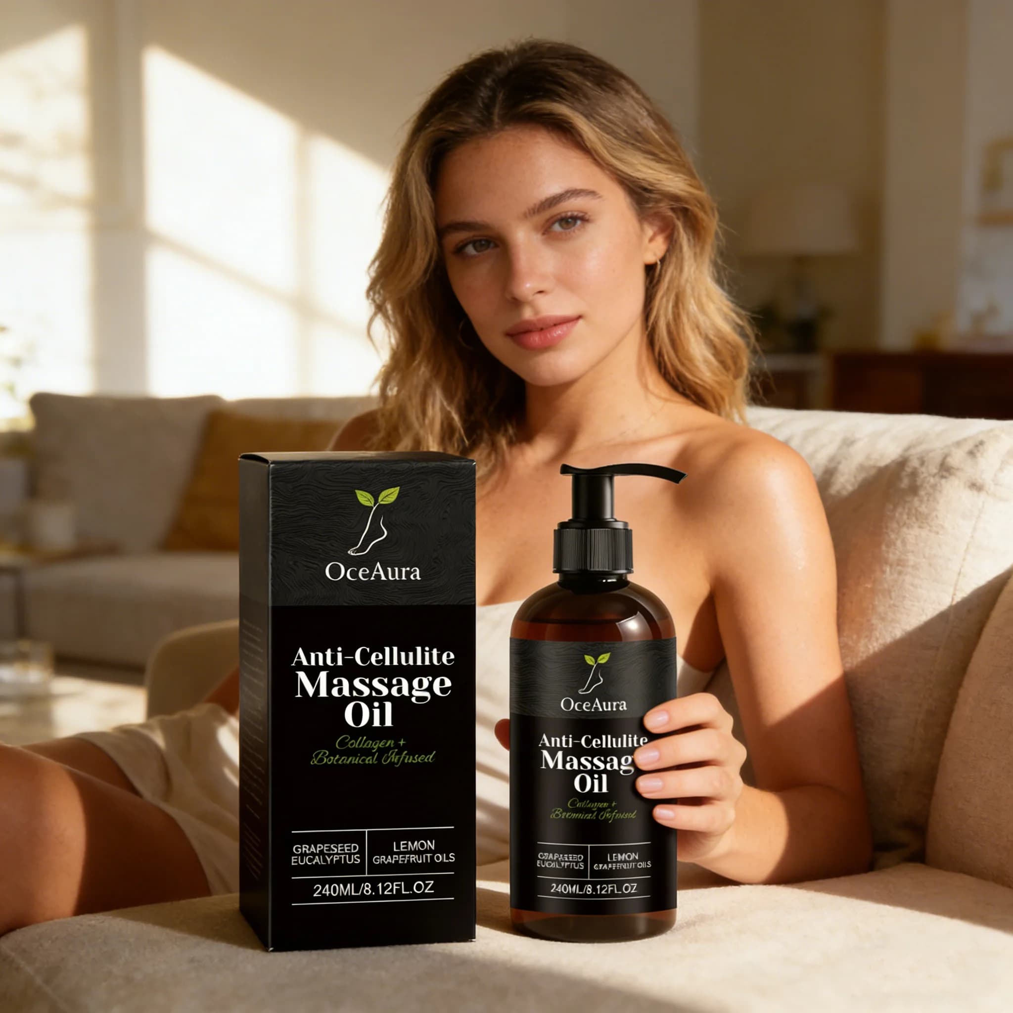 OCEAURA Olio per Massaggi, Brucia Grassi, Idratante, Integratore di Collagene, Fragranza a Lunga Durata, Riduce le Rughe Sottili, Olio Nutriente per il Corpo