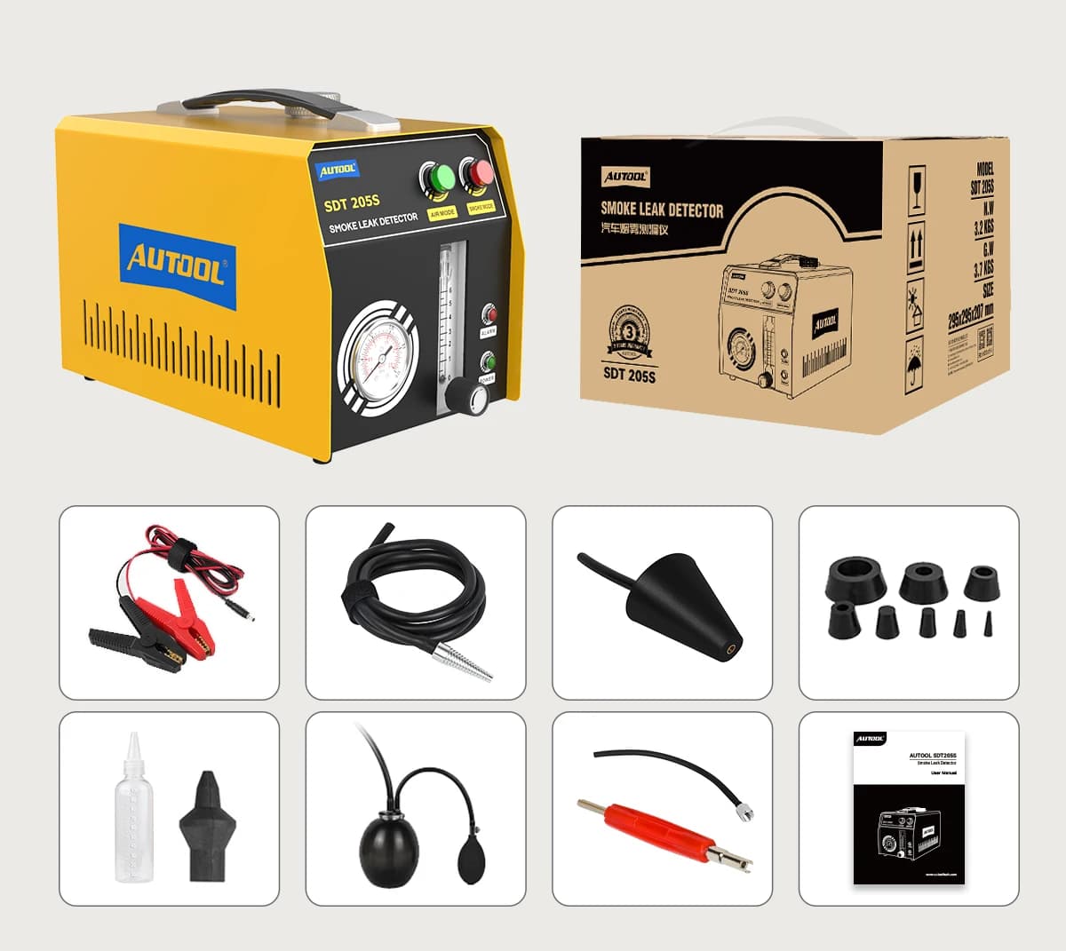 Factory AUTOOL SDT205S Car Smoke Machine Leak Detector Tester Automobile Vehicles Smoke Leak Detector Tester