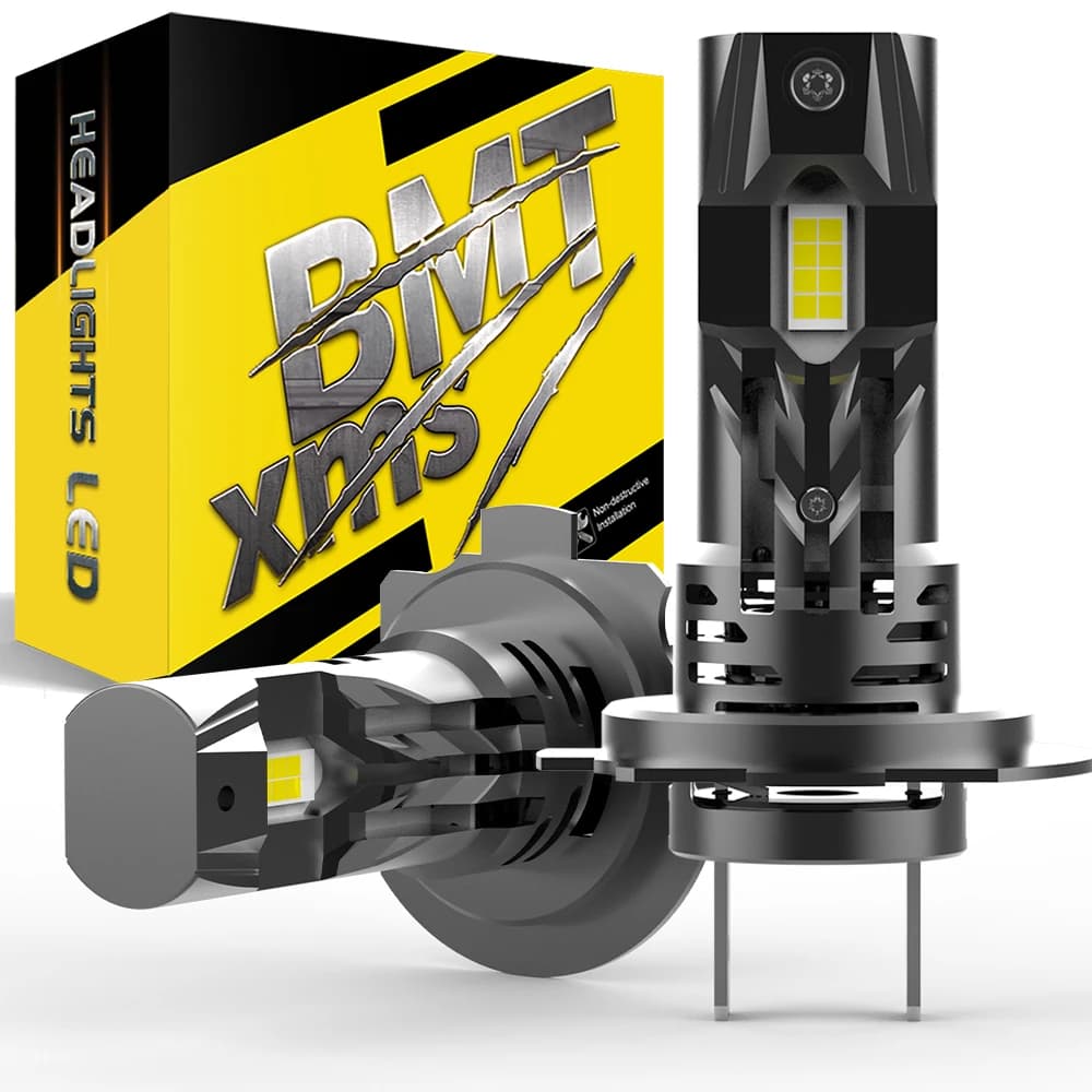 BMTxms 2 pezzi con ventola H7 LED faro abbagliante e anabbagliante 6500K bianco fendinebbia guida diurna lampada DRL moto faro anteriore chip CSP