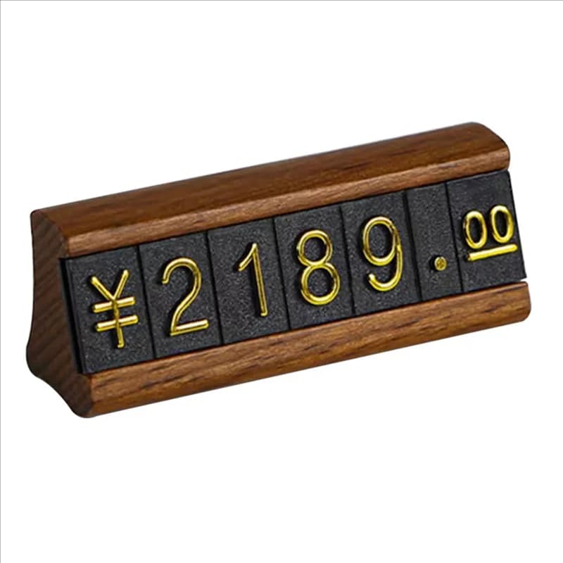 【Nuovo-Vendita】20 set/scatola Mini legno Numero combinato Prezzo Cubo Tag Gioielli Numero regolabile Etichetta prezzi Porta cartello Porta carte B