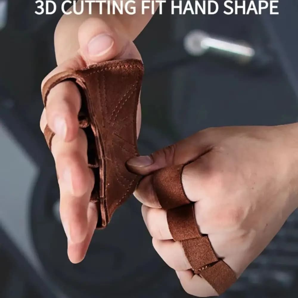 1 pair of bovine leather weight lifting gloves Fitness training glove for lifting ventilated four-tip non-slip weights