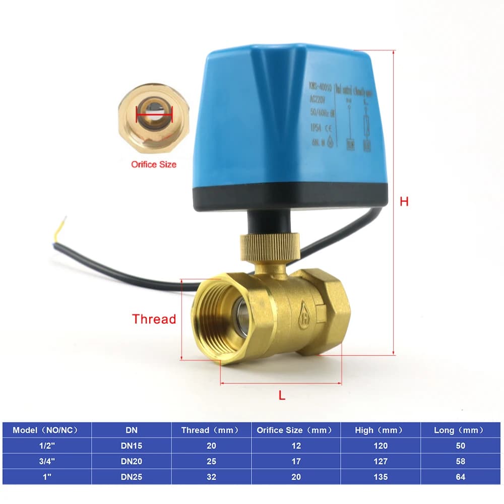 Valvola a sfera elettrica in ottone a 2 fili, normalmente aperta/chiusa, DN15 da 1/2 a 1 pollice, 220V 12V/24V, per acqua e olio, sostituisce la valvola solenoide