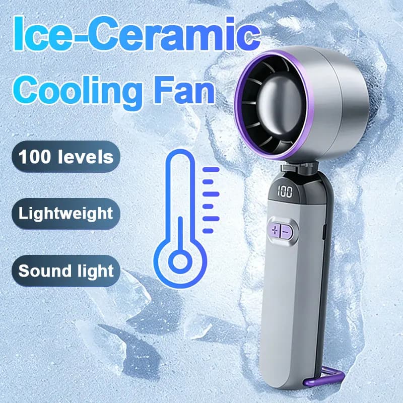 Ventilatore Portatile USB Ricaricabile con Display Digitale, Mini Ventilatore per Campeggio e Viaggi