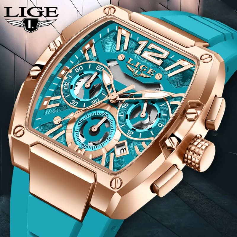 LIGE Original Brand Fashion Mens Orologi Sport Cronografo militare Calendario Cinturino in silicone Orologio da polso al quarzo Relogio Masculino