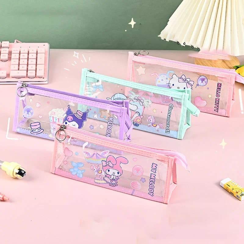 12 pz/lotto Sanrio Kuromi Melody Kitty Astuccio Carino Cinnamoroll Scatola di Matita di Cancelleria Penna Borsa Per Ufficio Materiale Scolastico