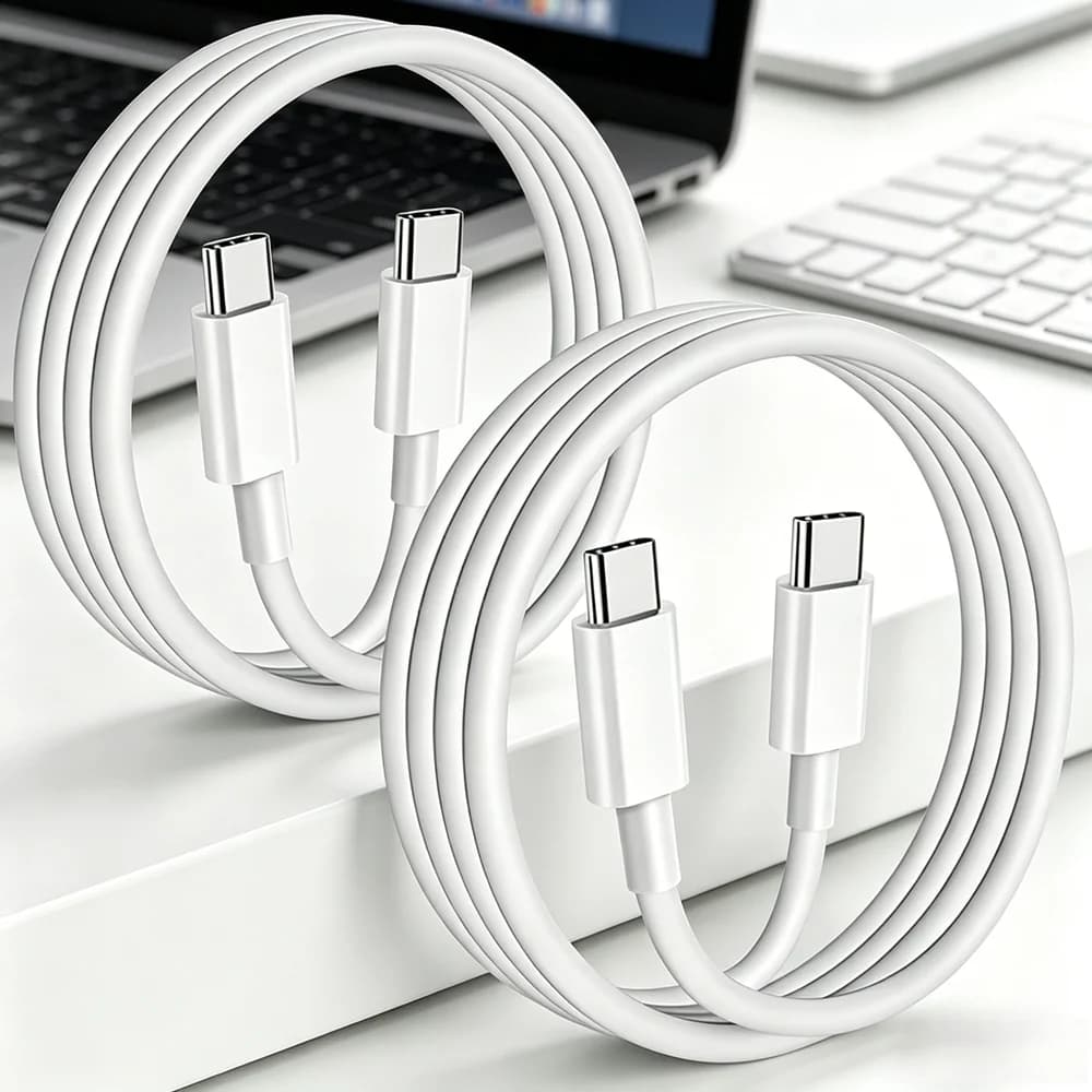 Confezione da 2 cavi dati USB C da 2 m per ricarica rapida, cavo di ricarica doppio da tipo C a tipo C, lungo 2 m per tutti i dispositivi abilitati USB-C