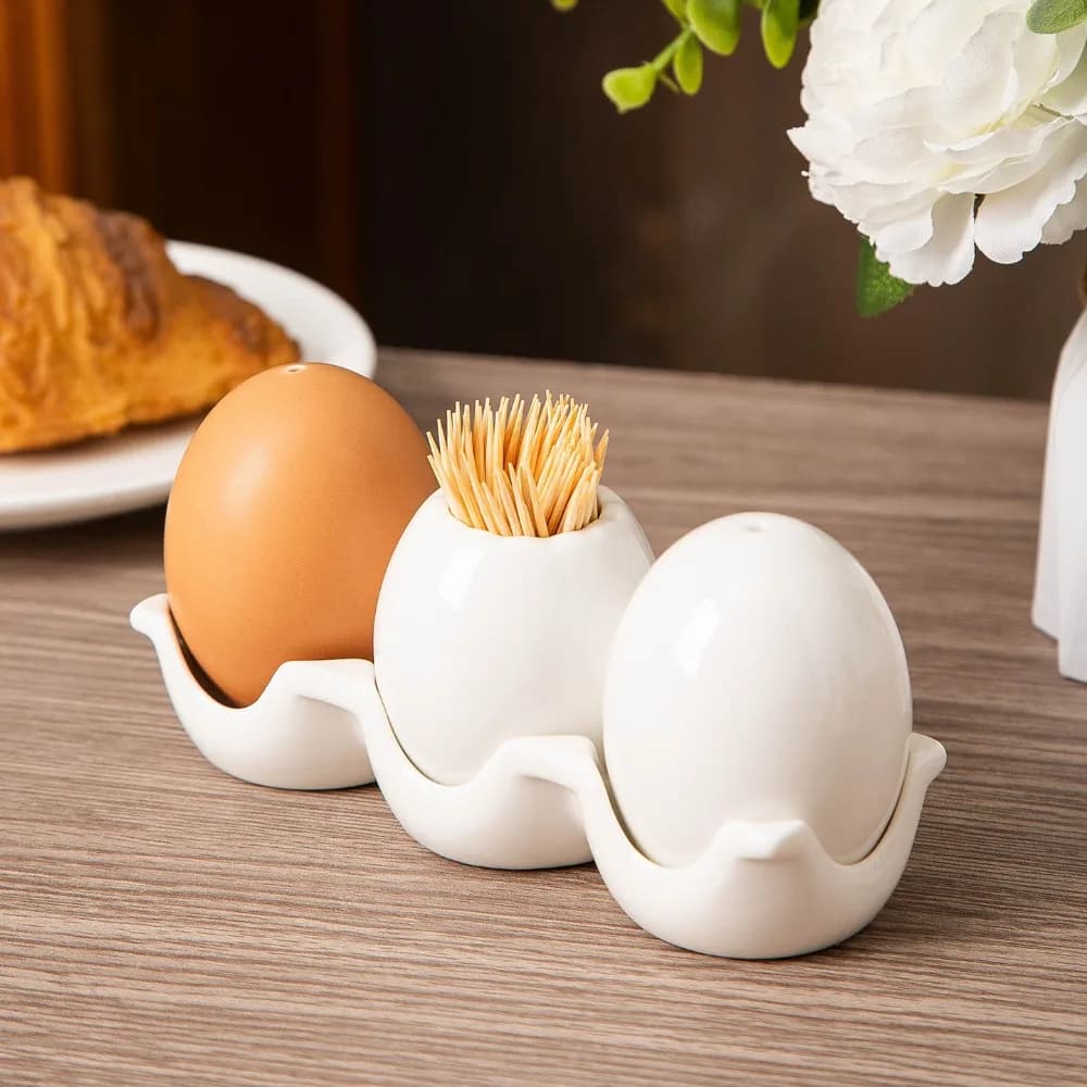 Set di Barattoli per Spezie in Ceramica a Forma di Uovo, Decorati con Pittura Sottosmalto, Mini Bottiglie per Spezie con Vassoio Portaoggetti, Barattoli per Condimenti per Ristoranti