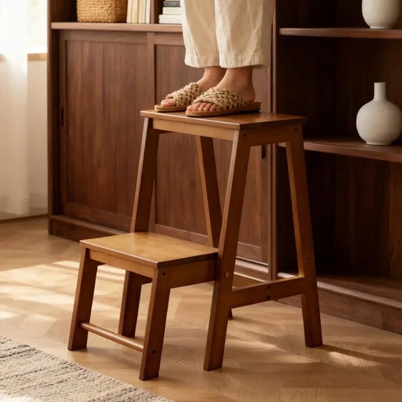 Foldable Ladder Stool Dual Function Backrest Heavy Duty A Frame Kitchen Storage Shelf Household Telescopic Ladder for Home