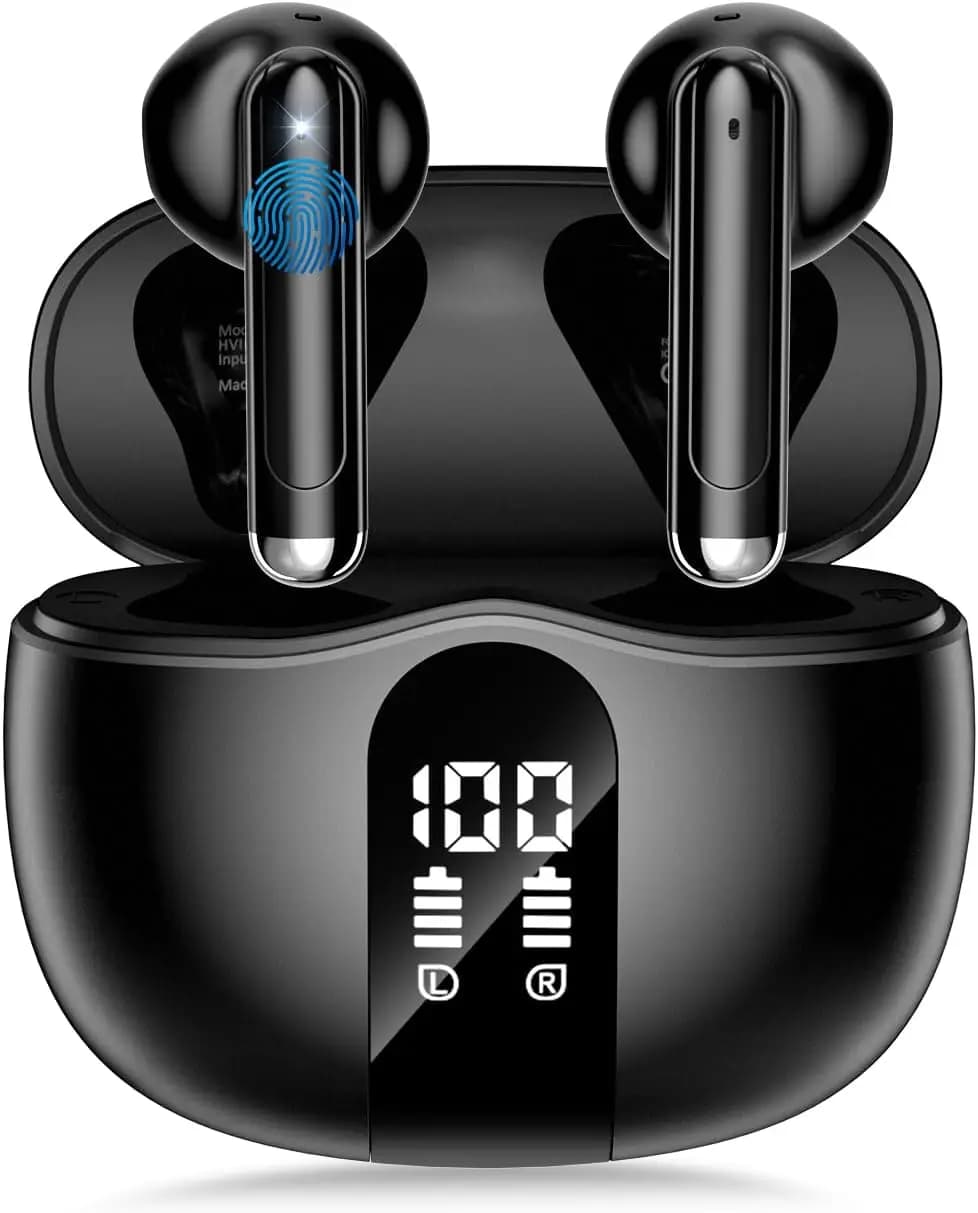 Bluetooth 5.4 HiFi Stereo 50 hours Reproduction LED Display Waterproof IP7 for Laptop Phone Sport Black