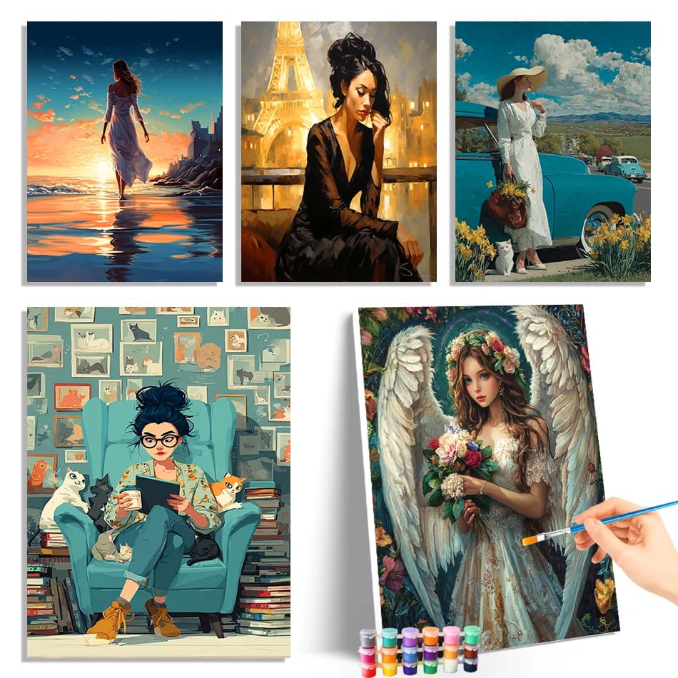 GATYZTORY Painting By Numbers New Elegant woman For Adults Canvas Art Painting Acrylic Paints Handmade Art Supplies Picture Kit