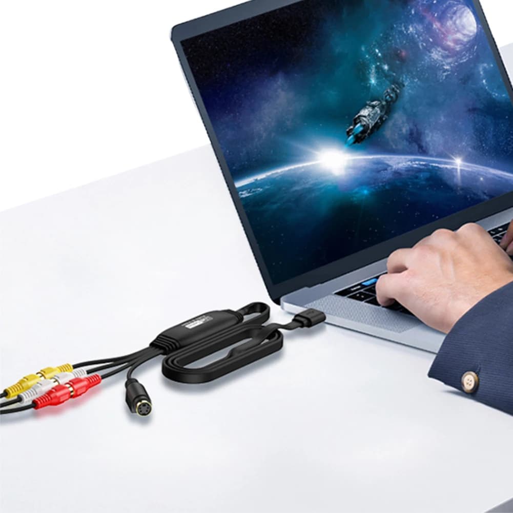 Adattatore USB per acquisizione video AV, convertitore video USB, scheda di acquisizione video VHS TV DVD VCR, convertitore audio video per Mac PC