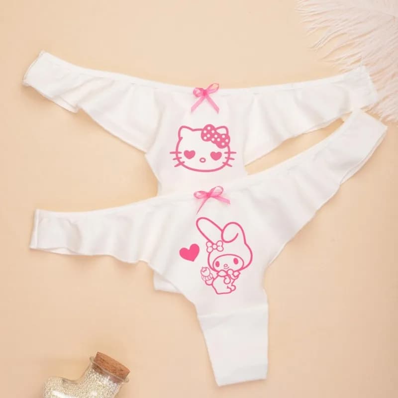 Hello Kitty Biancheria intima carina Vita bassa Kawaii Anime Kuromi Ragazza Intimo Arco T Pantaloni Accessori donna Regalo di festa Commercio all'ingrosso