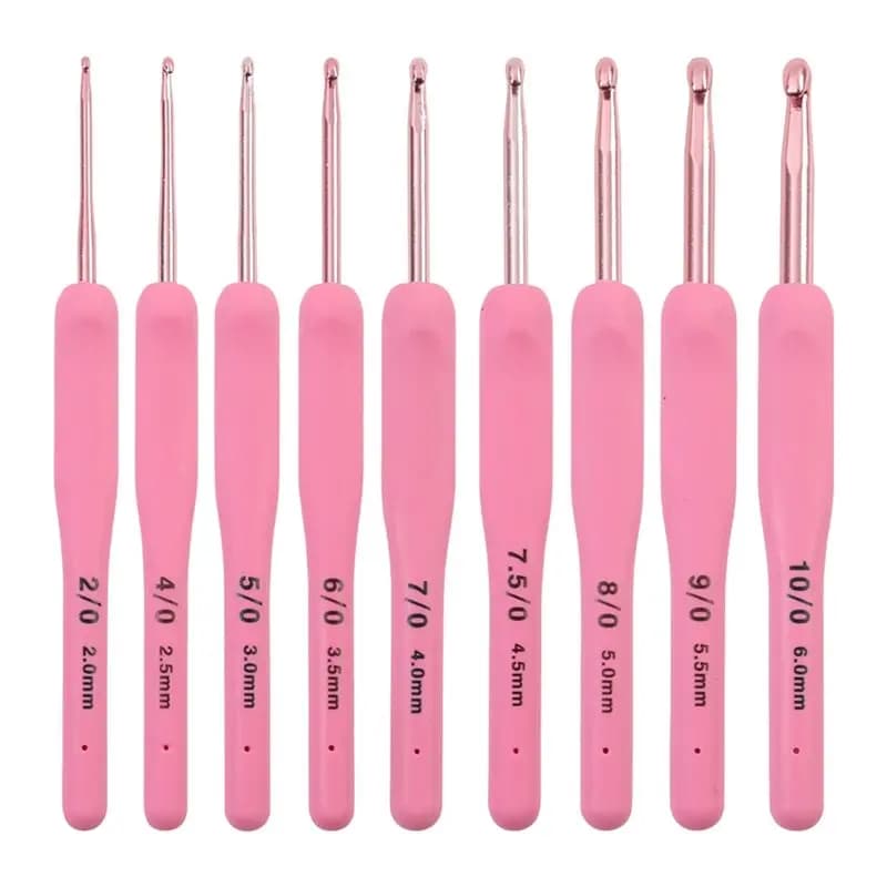 FYBL-Pink Set di 9 uncinetti ergonomici in alluminio per maglioni, kit di strumenti per lavorare a maglia fai da te per principianti