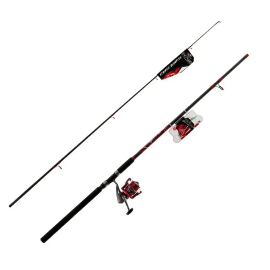 Combo da Pesca Rigged N Ready 9' Medium Heavy Ottimizzato per la Pesca di Striper e Bluefish in Ambienti Salini, con Prestazioni Elevate