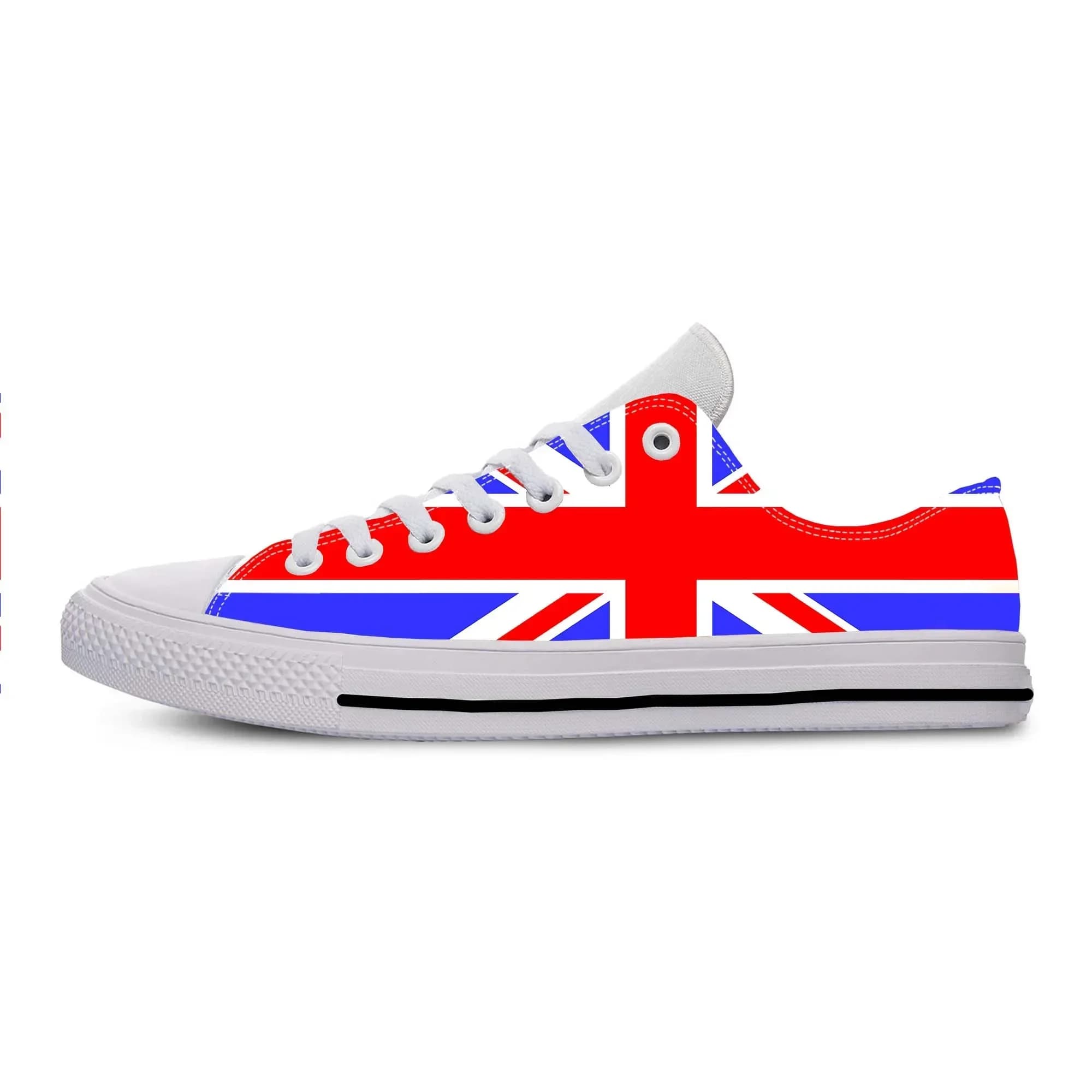 Scarpe casual in tessuto con bandiera britannica Union Jack dell'Inghilterra, Regno Unito, sneakers basse comode e traspiranti con stampa 3D per uomo e donna