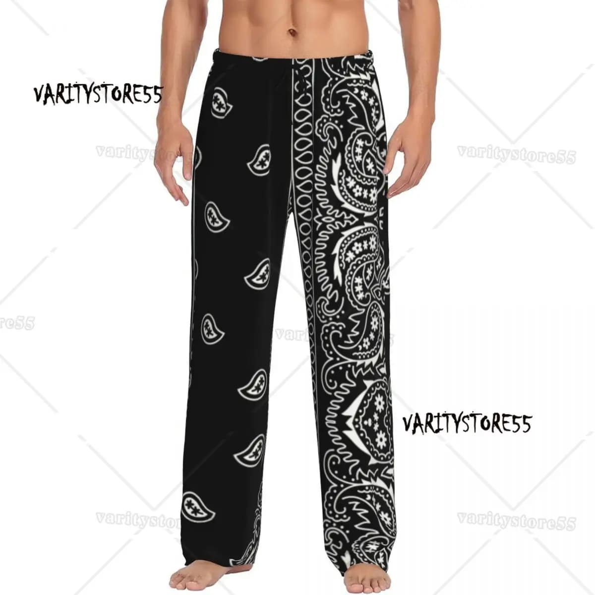 Men's paisley style paisley paisley trousers with printed night trousers for sleeping with pockets