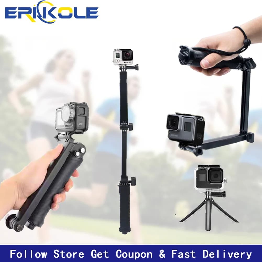3-in-1 Impermeabile Selfie Stick Stabilizzatore Gimbal Treppiede Monopiede per GoPro Insta360 DJI Osmo Action Camera Accessori