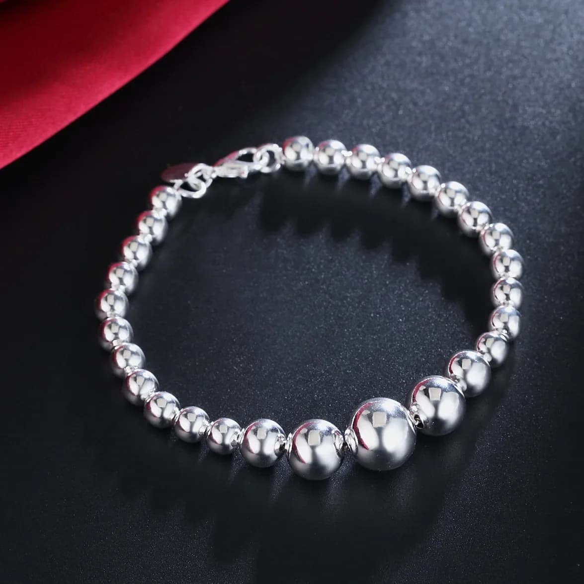 Braccialetti con catena di perline in argento sterling 925 per donna, gioielli di moda per feste di matrimonio, regali di Natale