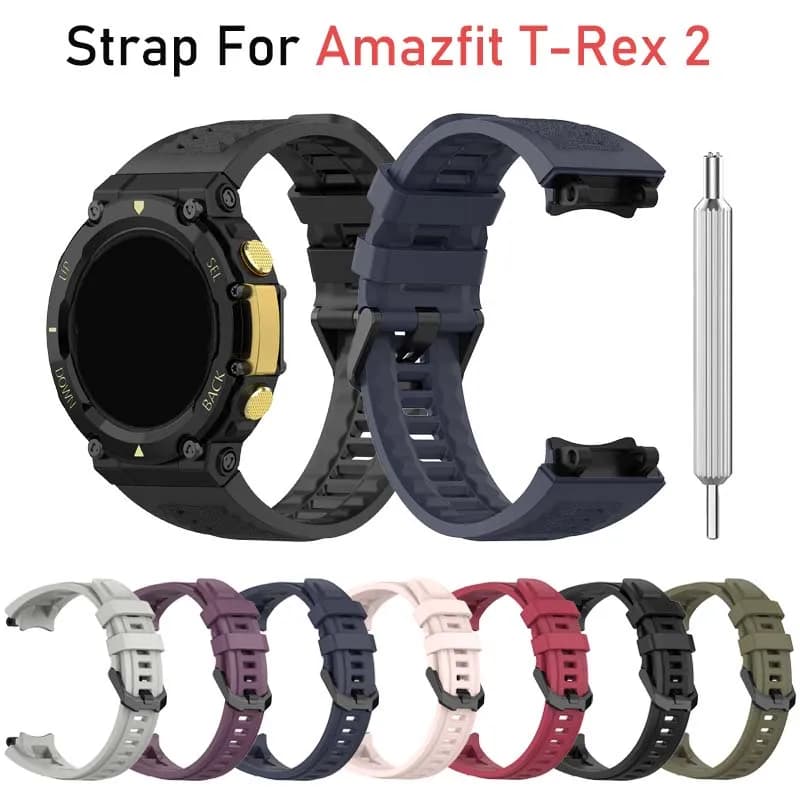 Easy-Install,For Amazfit T-REX 2 Compatible Silicone Sport Band -Breathable , Sweat-Resistant Replacement Strap