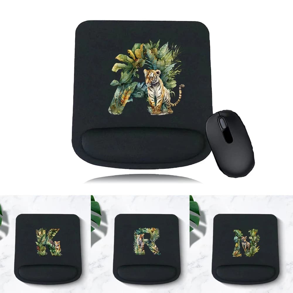 Tappetino per mouse Accessori per ufficio Tappetini per computer portatili e PC Serie Jungle Tiger Letter Tappetini ergonomici con supporto per il polso Tappetini per mouse