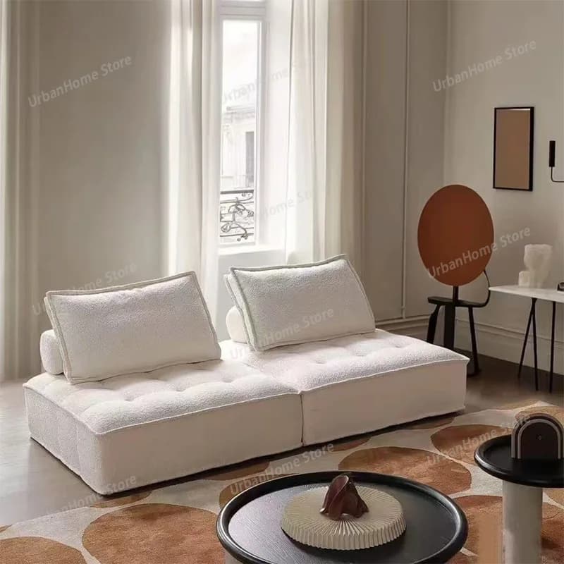 Divano Nordico Semplice per Soggiorno, Combinazione Senza Braccioli in Tessuto Compresso Sottovuoto, Divano Reclinabile Lazy, Arredamento per la Casa
