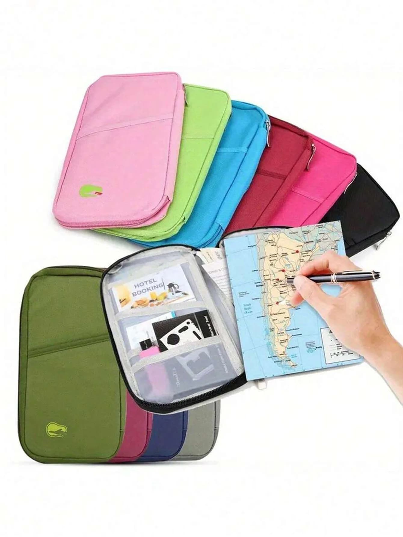 1pcs Multifunctional Wallet Travel Passport Holder with Zipper - Featuring Cash, ID Card, Credit Card Compartment, and Phone Sl
