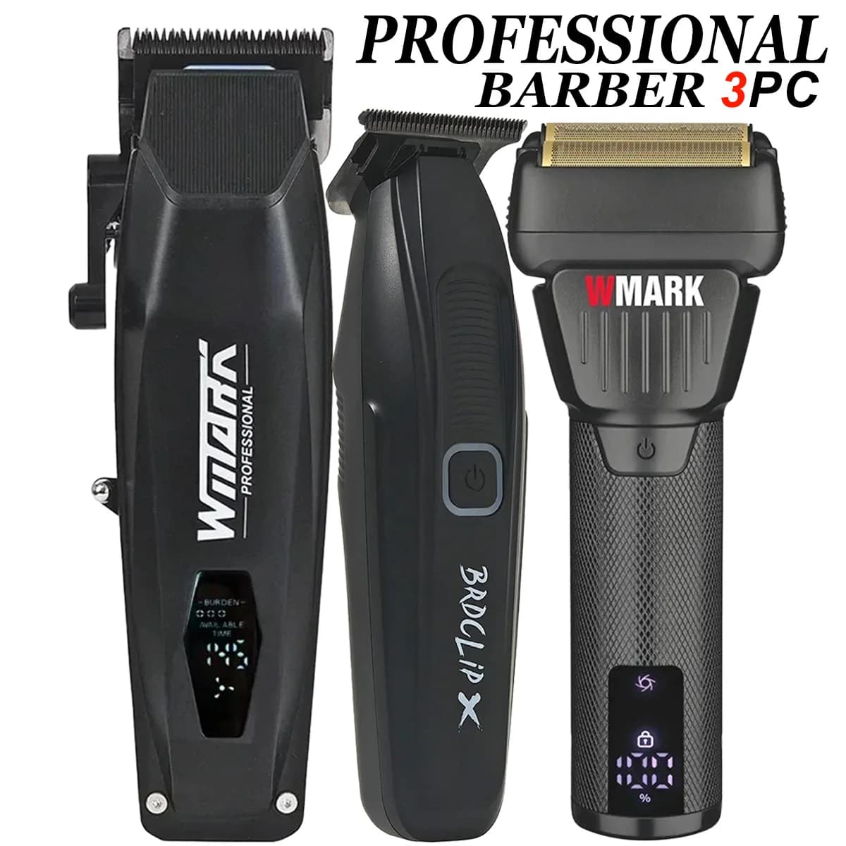 Barbiere tagliacapelli elettrico professionale Set 3PC WMARK NG-125 BRDCLIP FA-1981 NG-7982 Tagliacapelli Rasoio elettrico DLC balde