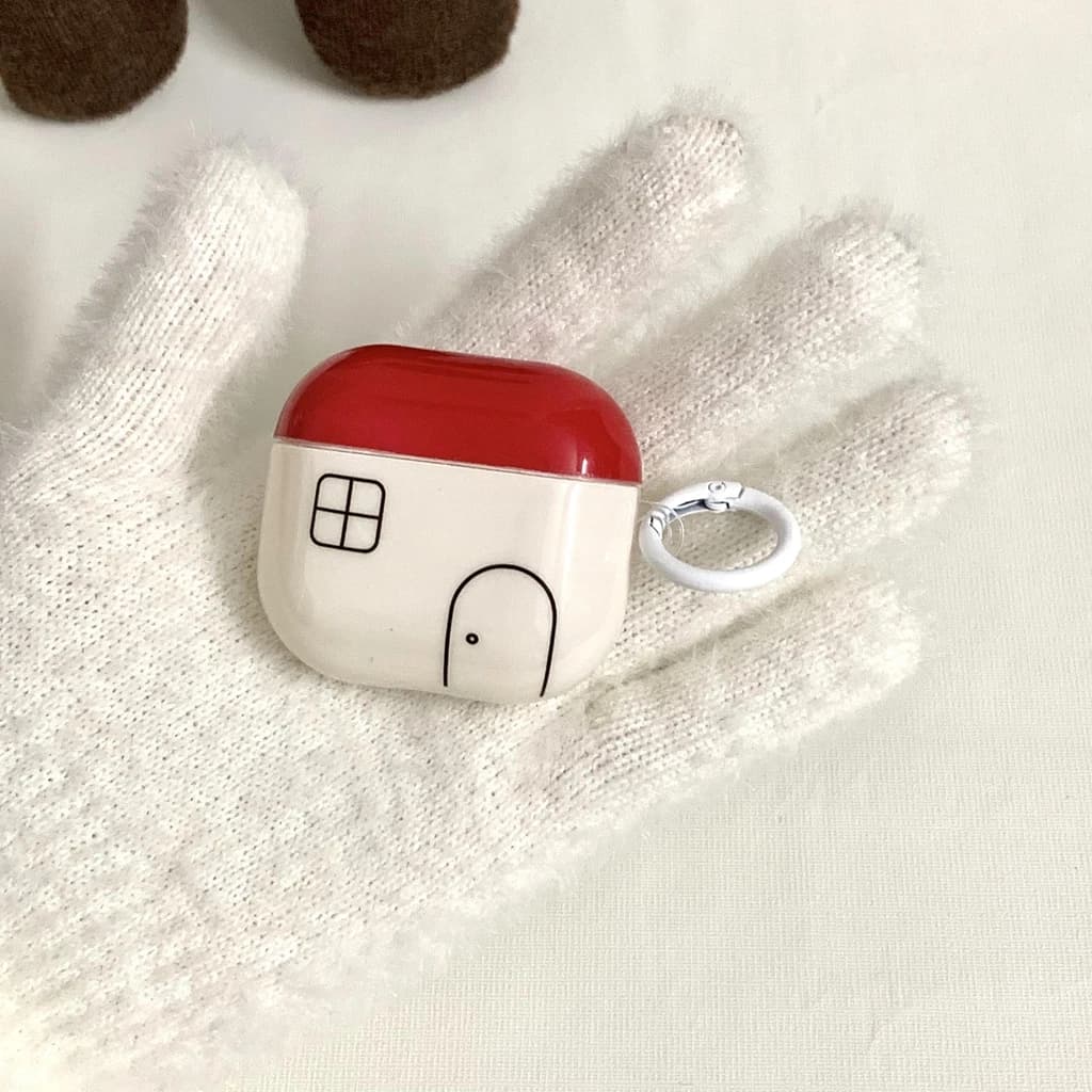 Creative Red Small House With Cute Puppy Pendant Earphone Cover Case for AirPods 1 or 2 3 4 Pro2 Pro3