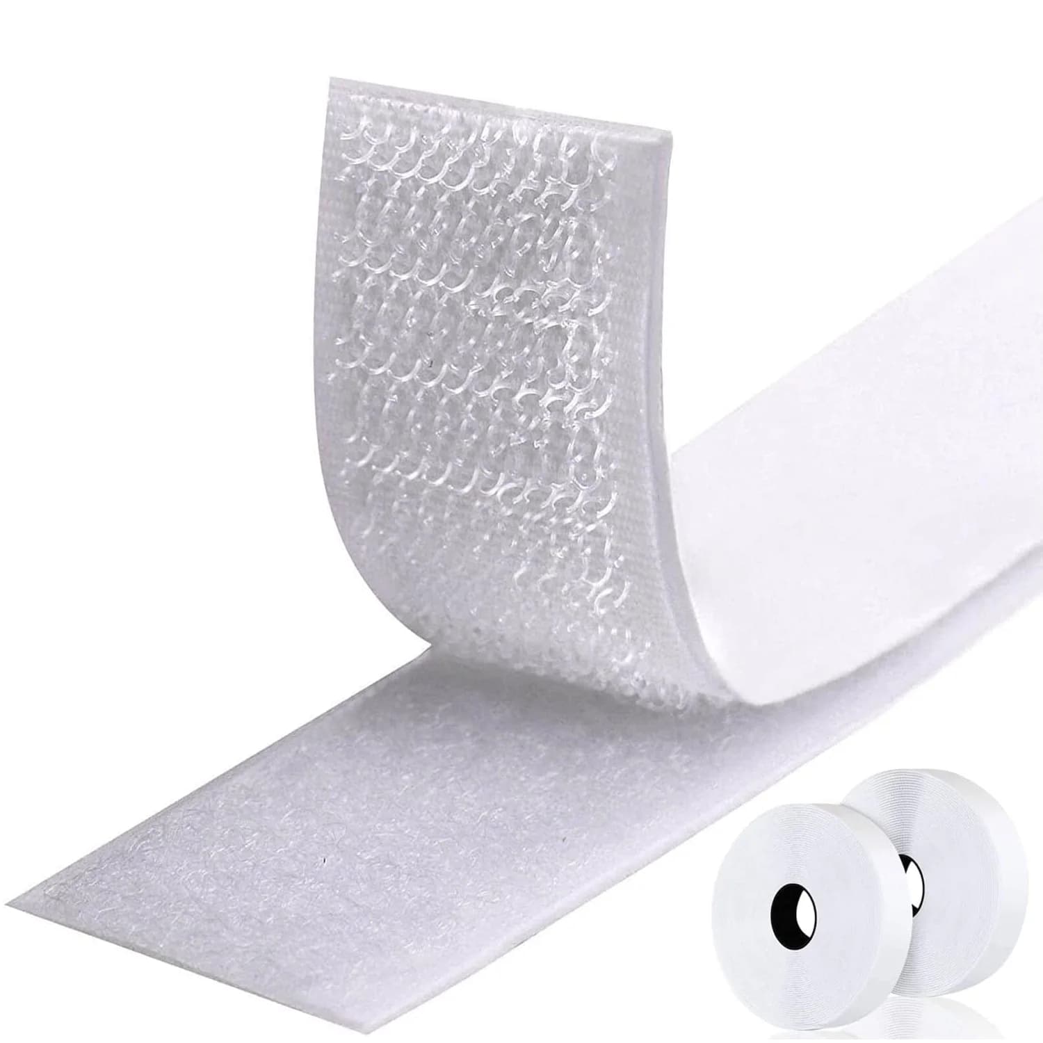 Nastro adesivo magico da 5/10 m, adesivo biadesivo extra resistente con cuscinetto adesivo, soffice chiusura con gancio e anello bianco