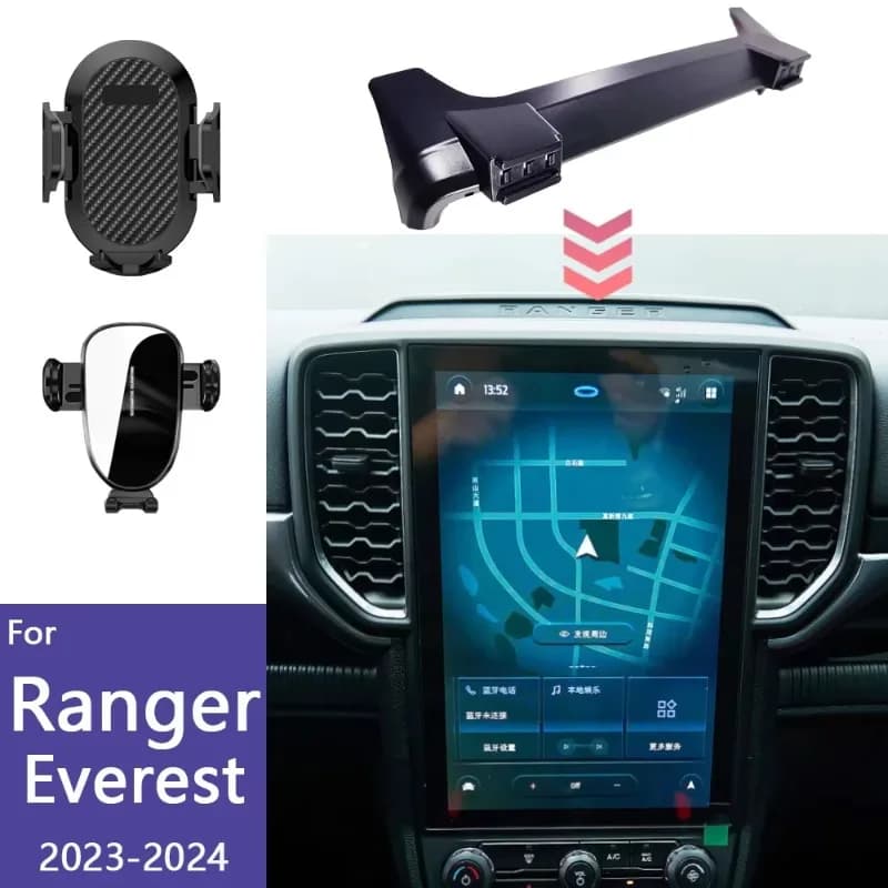 Car phone stand Fixed base screen for Ford Ranger T9 Everest 2023 2024 Anti-Slip Charging Phone Support Car accessories