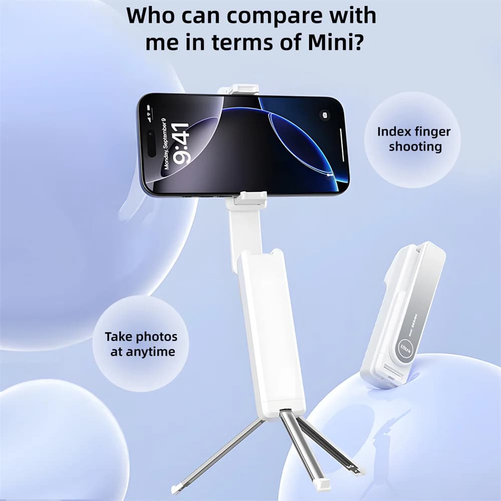 Supporto per telefono selfie stick a 6 sezioni con mini treppiede Bluetooth remoto palo in alluminio ruotabile a 360 gradi per iPhone live video